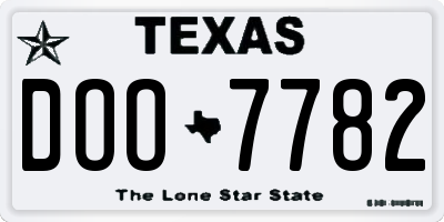 TX license plate DOO7782