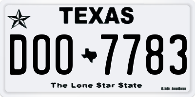 TX license plate DOO7783