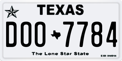 TX license plate DOO7784