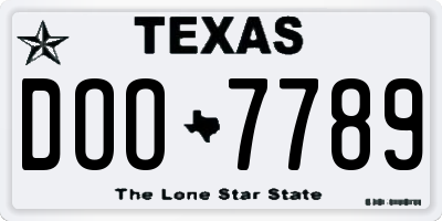 TX license plate DOO7789