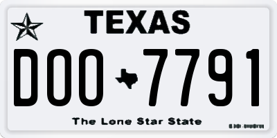 TX license plate DOO7791