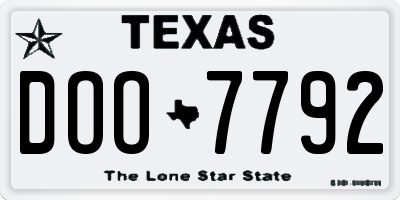 TX license plate DOO7792