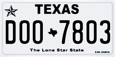 TX license plate DOO7803