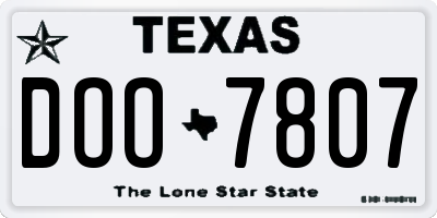 TX license plate DOO7807