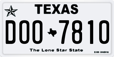 TX license plate DOO7810