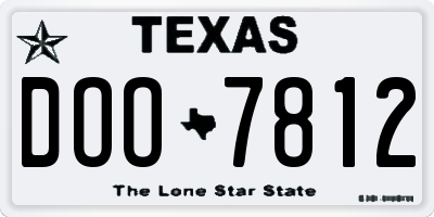 TX license plate DOO7812
