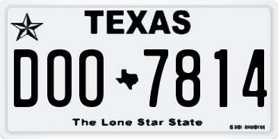 TX license plate DOO7814