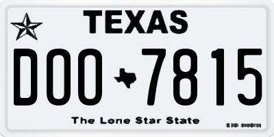 TX license plate DOO7815