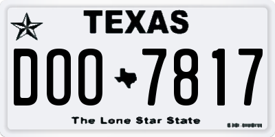 TX license plate DOO7817