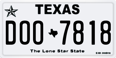 TX license plate DOO7818