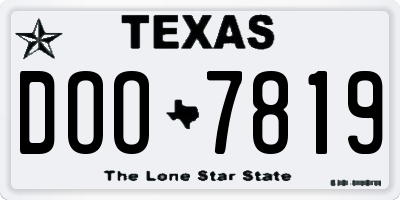 TX license plate DOO7819