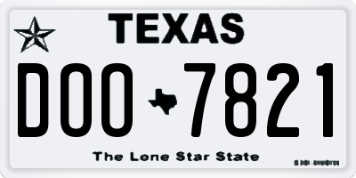 TX license plate DOO7821
