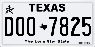 TX license plate DOO7825
