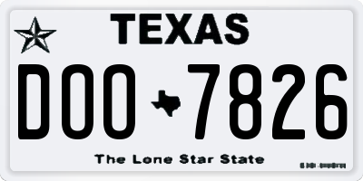 TX license plate DOO7826