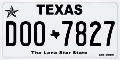 TX license plate DOO7827