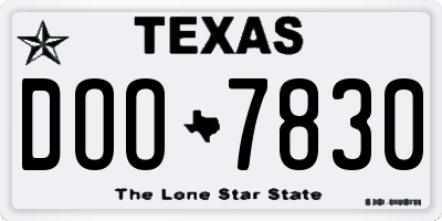 TX license plate DOO7830