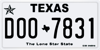 TX license plate DOO7831
