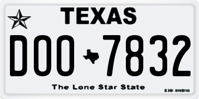 TX license plate DOO7832