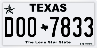 TX license plate DOO7833