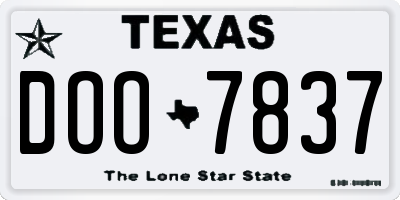 TX license plate DOO7837