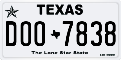 TX license plate DOO7838