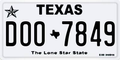 TX license plate DOO7849