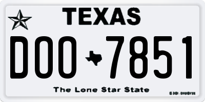 TX license plate DOO7851