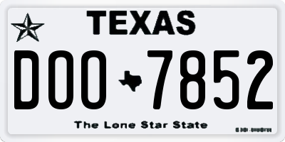TX license plate DOO7852