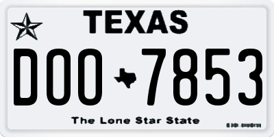 TX license plate DOO7853