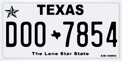 TX license plate DOO7854