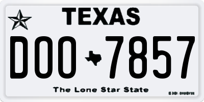 TX license plate DOO7857