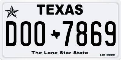 TX license plate DOO7869
