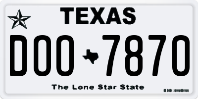 TX license plate DOO7870