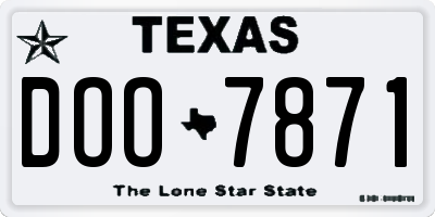 TX license plate DOO7871