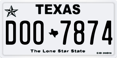 TX license plate DOO7874