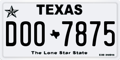 TX license plate DOO7875