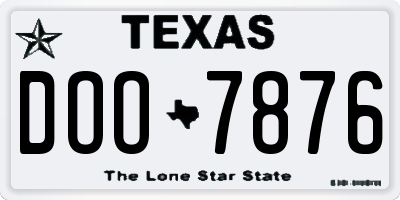 TX license plate DOO7876