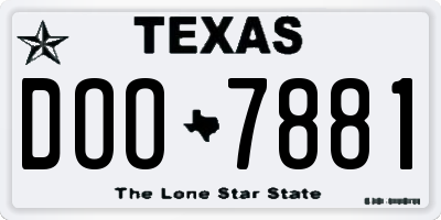 TX license plate DOO7881