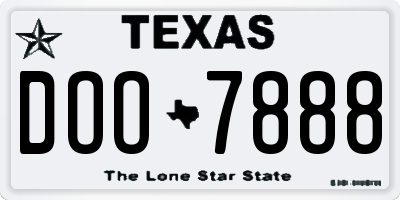 TX license plate DOO7888