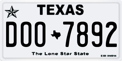 TX license plate DOO7892