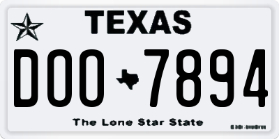 TX license plate DOO7894