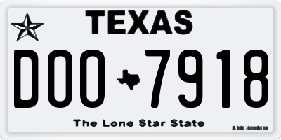 TX license plate DOO7918