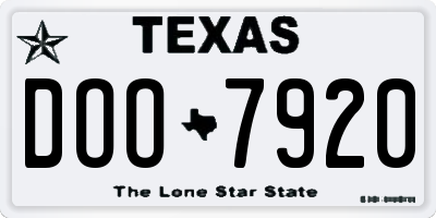 TX license plate DOO7920