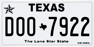 TX license plate DOO7922