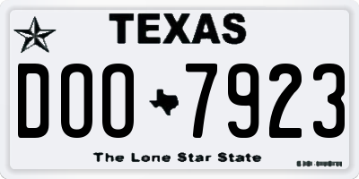 TX license plate DOO7923