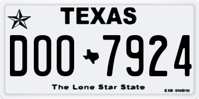 TX license plate DOO7924