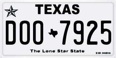 TX license plate DOO7925