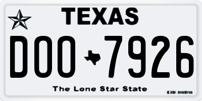 TX license plate DOO7926