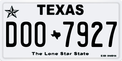 TX license plate DOO7927