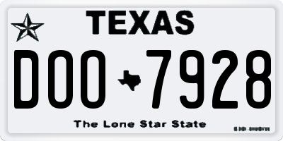 TX license plate DOO7928